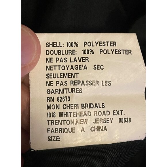 Cameron Blake Black Evening Gown With Beaded Jacket By Mon Cheri Women’s Size 16 - Picture 13 of 16